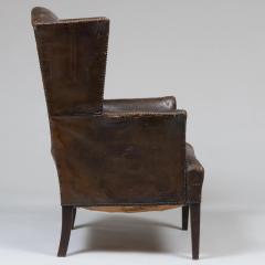 George III Style Leather Wingback Chair - 3165766