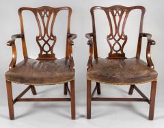 George III Style Mahogany Open Armchairs a Pair - 1892446