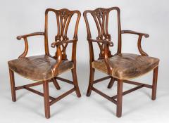 George III Style Mahogany Open Armchairs a Pair - 1892447