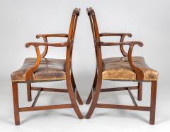 George III Style Mahogany Open Armchairs a Pair - 1892450