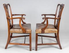 George III Style Mahogany Open Armchairs a Pair - 1892451