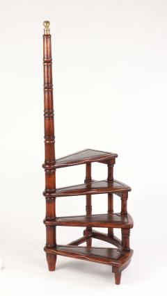 George III Style Mahogany Spiral Library Steps - 1495667