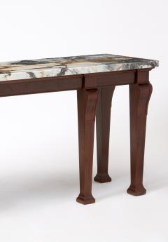 George III Style Marble Top Mahogany Serving Console Table Early 20th Century - 4552808
