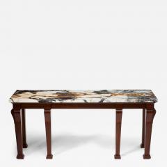 George III Style Marble Top Mahogany Serving Console Table Early 20th Century - 4553736