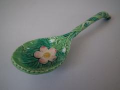 George Jones George Jones Majolica Blue Tit Strawberry Server and Spoon - 1786494