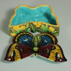 George Jones George Jones Majolica Butterfly Match Box - 1839336