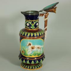 George Jones George Jones Majolica Fox and Dog Lidded Jug Pitcher - 1964743