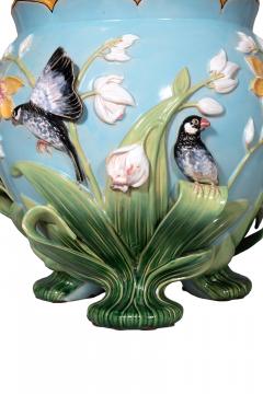 George Jones George Jones Majolica Turquoise Ground Jardiniere - 4643316