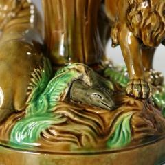 George Jones Majolica Africa Lions Compote - 4356556