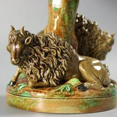 George Jones Majolica America Buffalo Compote - 4348077