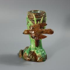 George Jones Majolica Bird on Nest Card Holder Vase - 4095820
