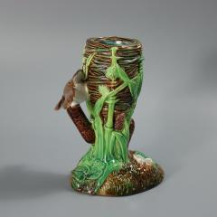 George Jones Majolica Bird on Nest Card Holder Vase - 4095823