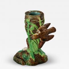 George Jones Majolica Bird on Nest Card Holder Vase - 4099800
