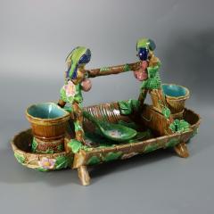 George Jones Majolica Blue Tit Strawberry Server - 4814504