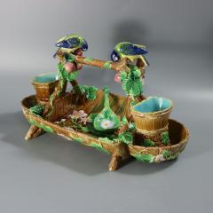 George Jones Majolica Blue Tit Strawberry Server - 4814506