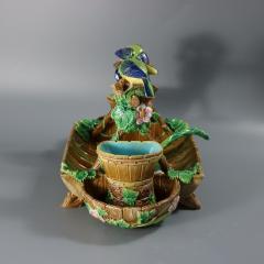 George Jones Majolica Blue Tit Strawberry Server - 4814507