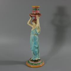 George Jones Majolica Egyptian Figural Candlestick - 3411686
