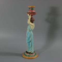 George Jones Majolica Egyptian Figural Candlestick - 3411687