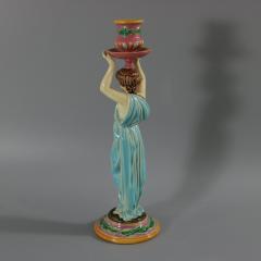 George Jones Majolica Egyptian Figural Candlestick - 3411688