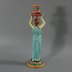 George Jones Majolica Egyptian Figural Candlestick - 3411689