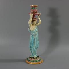George Jones Majolica Egyptian Figural Candlestick - 3411692