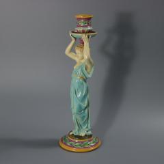 George Jones Majolica Egyptian Figural Candlestick - 4413982