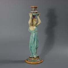 George Jones Majolica Egyptian Figural Candlestick - 4413987