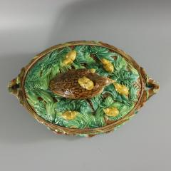 George Jones Majolica Partridge and Chicks Game Pie Dish - 3153310