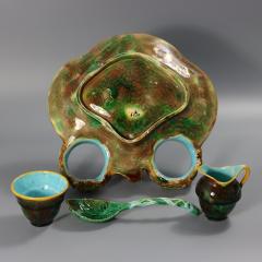 George Jones Majolica Strawberry Serving Set with Bird - 4182067