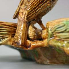 George Jones Majolica Strawberry Serving Set with Bird - 4182069
