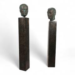George Kolbe Set of 2 Bronze sculptures on granite steles by a student of Georg Kolbe 1925 - 4737949
