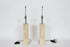 George Kovacs Pair of George Kovacs Solid Travertine Table Lamps 1970s - 2851588
