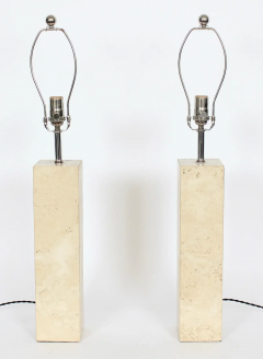 George Kovacs Pair of George Kovacs Solid Travertine Table Lamps 1970s - 2851618
