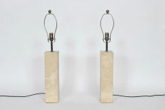 George Kovacs Pair of George Kovacs Solid Travertine Table Lamps 1970s - 2851623