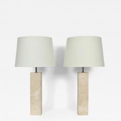 George Kovacs Pair of George Kovacs Solid Travertine Table Lamps 1970s - 2853811