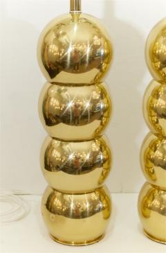 George Kovacs Pair of George Kovacs Stacked Brass Globe Lamps - 651649