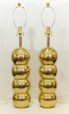 George Kovacs Pair of George Kovacs Stacked Brass Globe Lamps - 651650