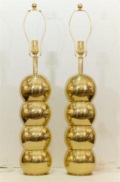 George Kovacs Pair of George Kovacs Stacked Brass Globe Lamps - 651652