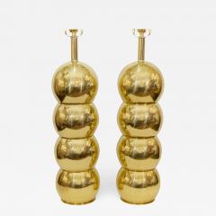 George Kovacs Pair of George Kovacs Stacked Brass Globe Lamps - 652167