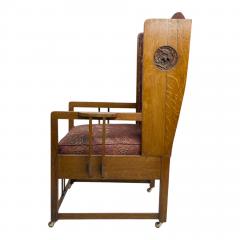 George Montague Ellwood G M Ellwood attributed Arts Crafts Armchair with Morris Co Bird Fabric - 4191773