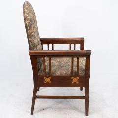 George Montague Ellwood G M Ellwood for J S Henry A Progressive New Art armchair with fruitwood inlays - 4236445