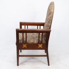 George Montague Ellwood G M Ellwood for J S Henry A Progressive New Art armchair with fruitwood inlays - 4236446