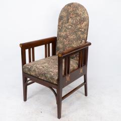 George Montague Ellwood G M Ellwood for J S Henry A Progressive New Art armchair with fruitwood inlays - 4236447