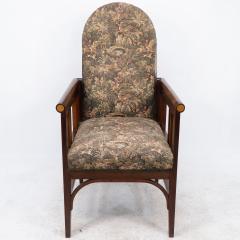 George Montague Ellwood G M Ellwood for J S Henry A Progressive New Art armchair with fruitwood inlays - 4236448