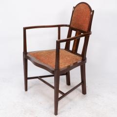 George Montague Ellwood G M Ellwood for J S Henry Arts Crafts armchair with mother of pearl inlays - 4236484