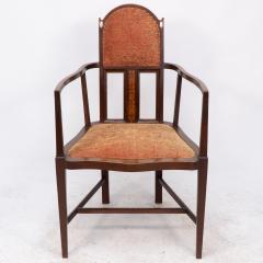 George Montague Ellwood G M Ellwood for J S Henry Arts Crafts armchair with mother of pearl inlays - 4236485