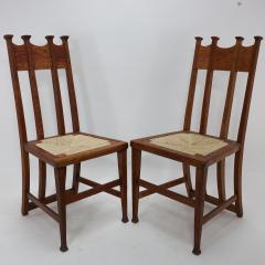 George Montague Ellwood George Montague Ellwood Made by J S Henry a Pair of Matching Oak Dining Chairs - 4183057