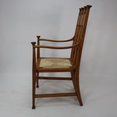 George Montague Ellwood J S Henry Arts Crafts oak dining chair with throne like caps a sweeping back - 4183067
