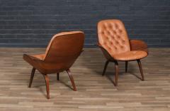 George Mulhauser George Mulhauser Tufted Leather Walnut Lounge Chairs for Plycraft - 4248484