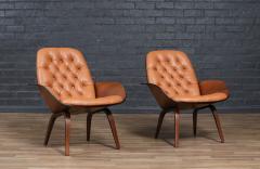 George Mulhauser George Mulhauser Tufted Leather Walnut Lounge Chairs for Plycraft - 4248490